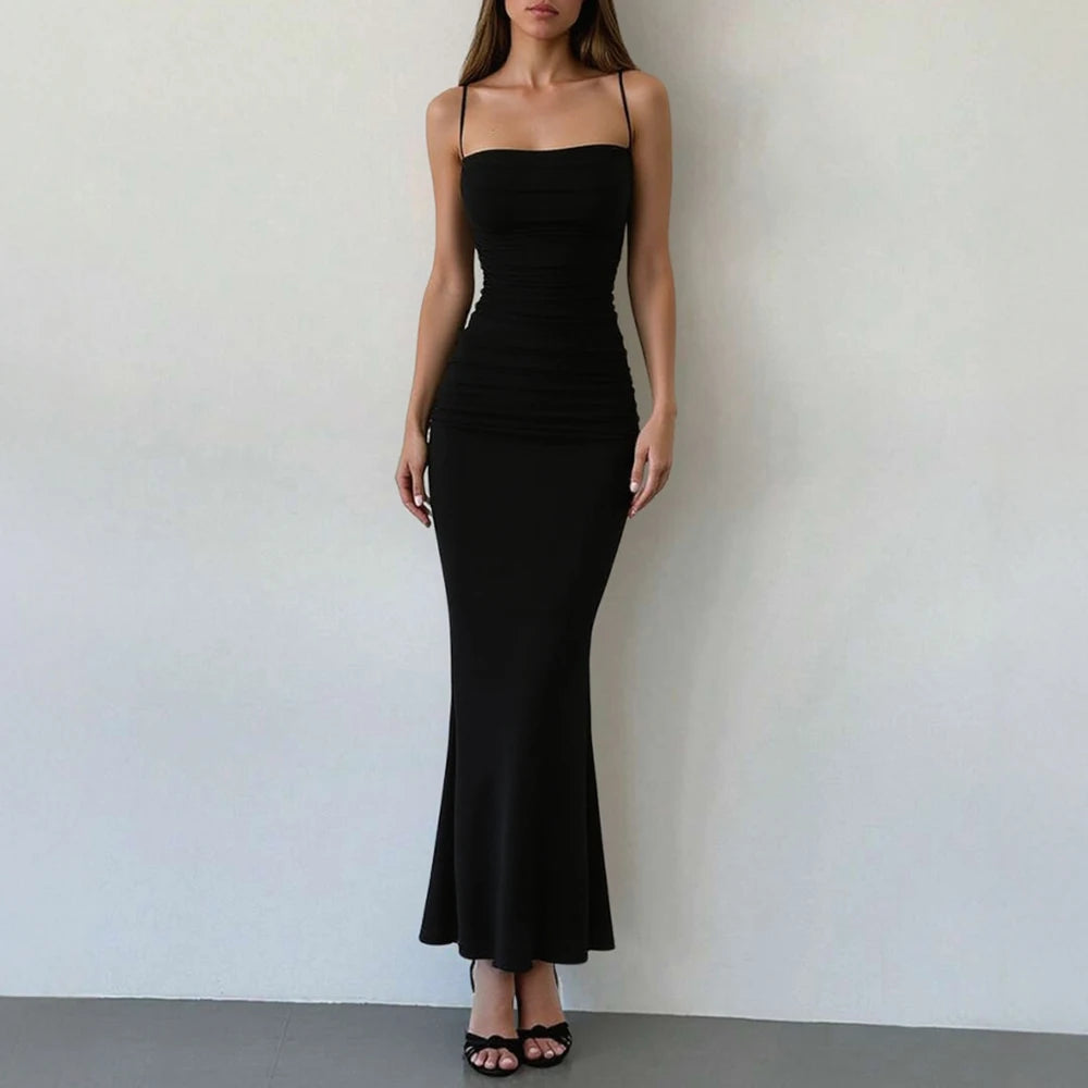 Mia Muse Women's Party Dresses Maxi Spaghetti Strap Elegant Slim Evening Wedding Guest Multi-Color Summer Milkmaid Dresses