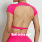 Hearuisavy Sports Shirts Breathable Workout Tops Fitness Sportswear Female Backless Yoga Clothing Sport Crop Tops Women Gym Top