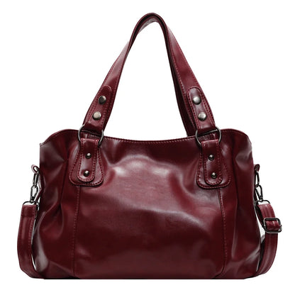Bolso de hombro espacioso de marca retro para mujer, bolso cruzado clásico de lujo de color sólido, bolso de mano de cuero PU suave de gran capacidad.