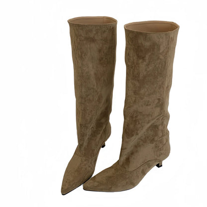 Liyke Autumn Winter Sexy Women Knee-High Boots Street Style Pointed Toe Thin Low Heels Cowboy Ladies Shoes Long Botas De Mujer