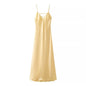 HH Women Summer Yellow Stain V Neck Sling Dress Elegant Sleeveless Loose Maxi Robes 2025 New Ladies Party Holiday Dresses