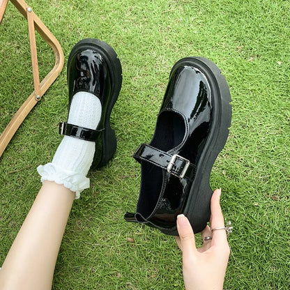 Women's Luxury Beaded Mary Jane Leather Shoes Spring/Autumn Fashion Comfortable Elegant Flat Black Walking Shoes Zapatos Mujer