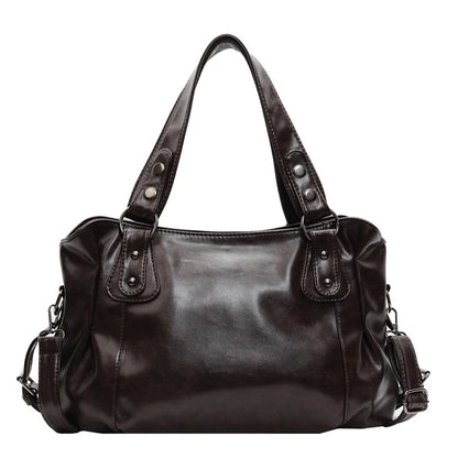 Bolso de hombro espacioso de marca retro para mujer, bolso cruzado clásico de lujo de color sólido, bolso de mano de cuero PU suave de gran capacidad.