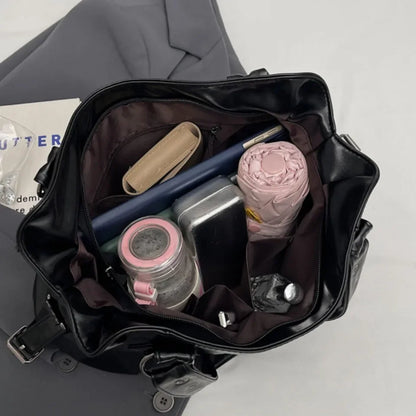 Bolso de hombro espacioso de marca retro para mujer, bolso cruzado clásico de lujo de color sólido, bolso de mano de cuero PU suave de gran capacidad.