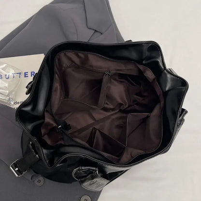 Bolso de hombro espacioso de marca retro para mujer, bolso cruzado clásico de lujo de color sólido, bolso de mano de cuero PU suave de gran capacidad.