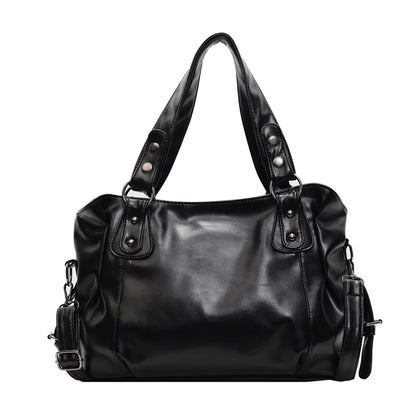 Bolso de hombro espacioso de marca retro para mujer, bolso cruzado clásico de lujo de color sólido, bolso de mano de cuero PU suave de gran capacidad.